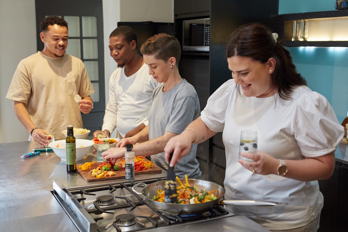 Instructor demonstrating cooking technique
